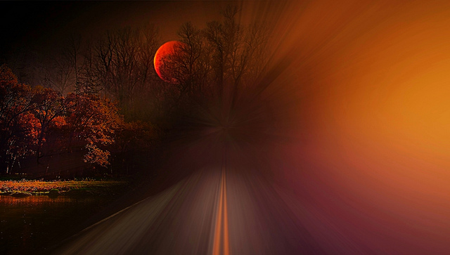 Abstract picture of sun and road