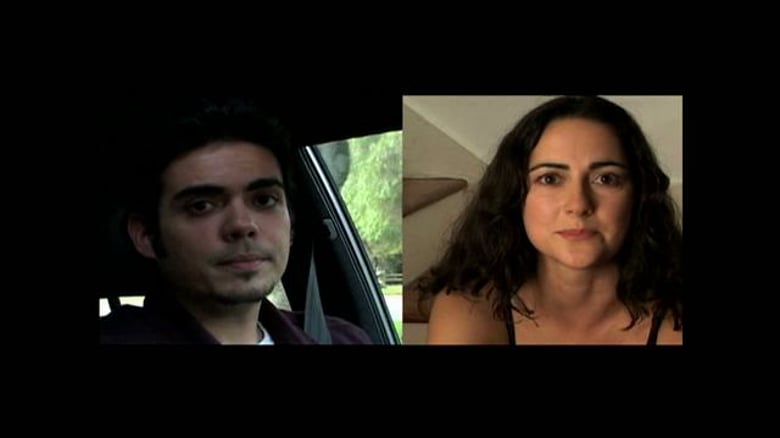 Still from I Knew Him of a shot of a young man side by side with a shot of a young woman